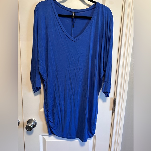 Blue V-Neck Women's Tunic - Picture 1 of 5
